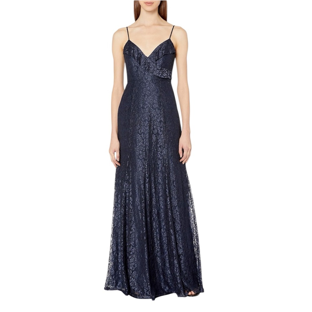 Jenny Yoo Navy Lace Maxi Dress
